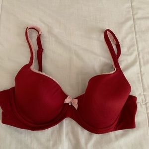 Victoria’s Secret Red with pink lace outline Bra